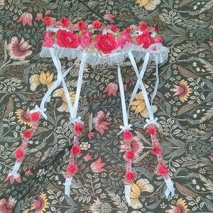 For Love And Lemons Pink Floral Lace Garter Belt